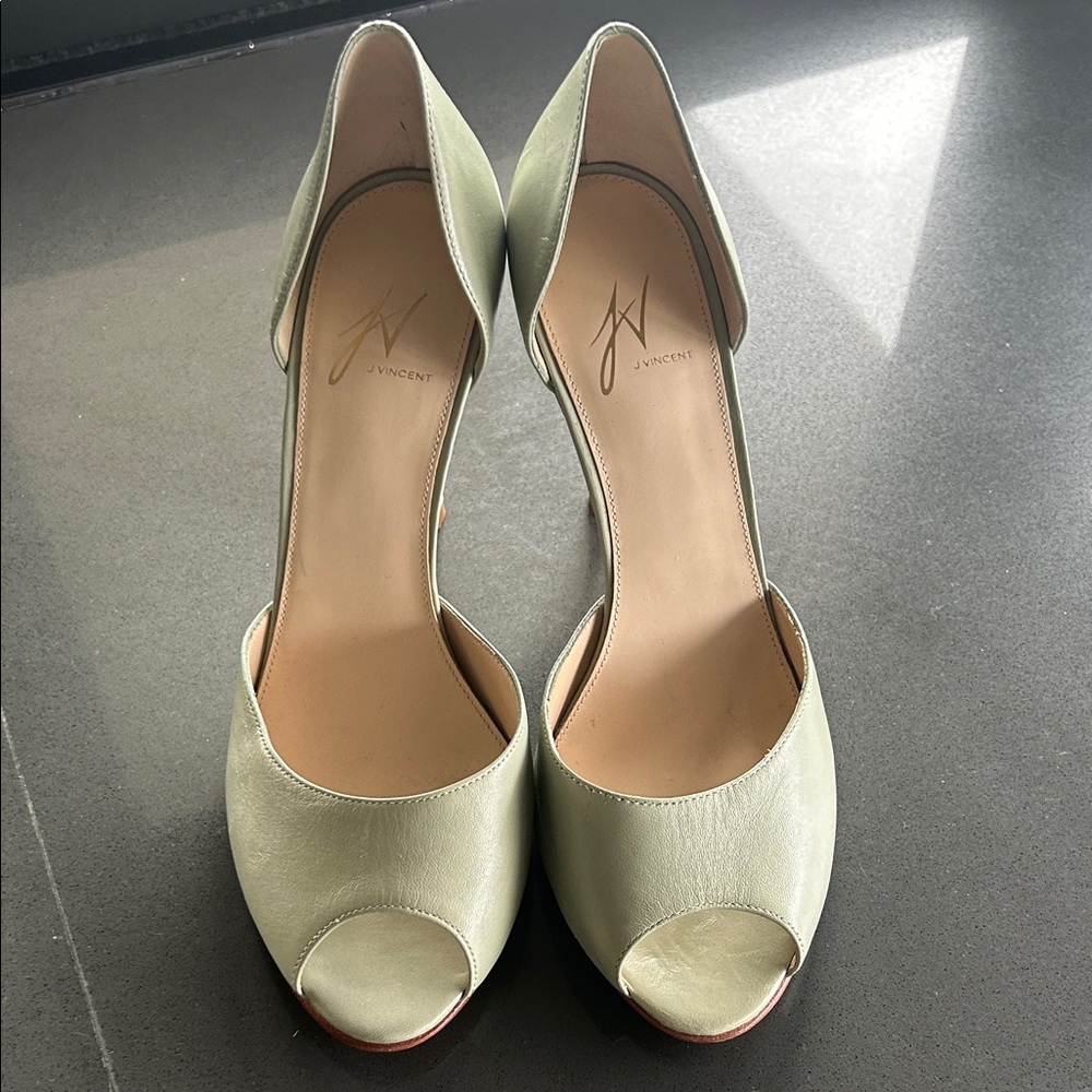 J Vincent  Peep Toe Heels - Soft Green